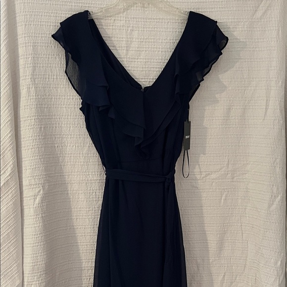 Dkny Dresses & Skirts - DKNY Elegant Navy Blue Ruffle Dress